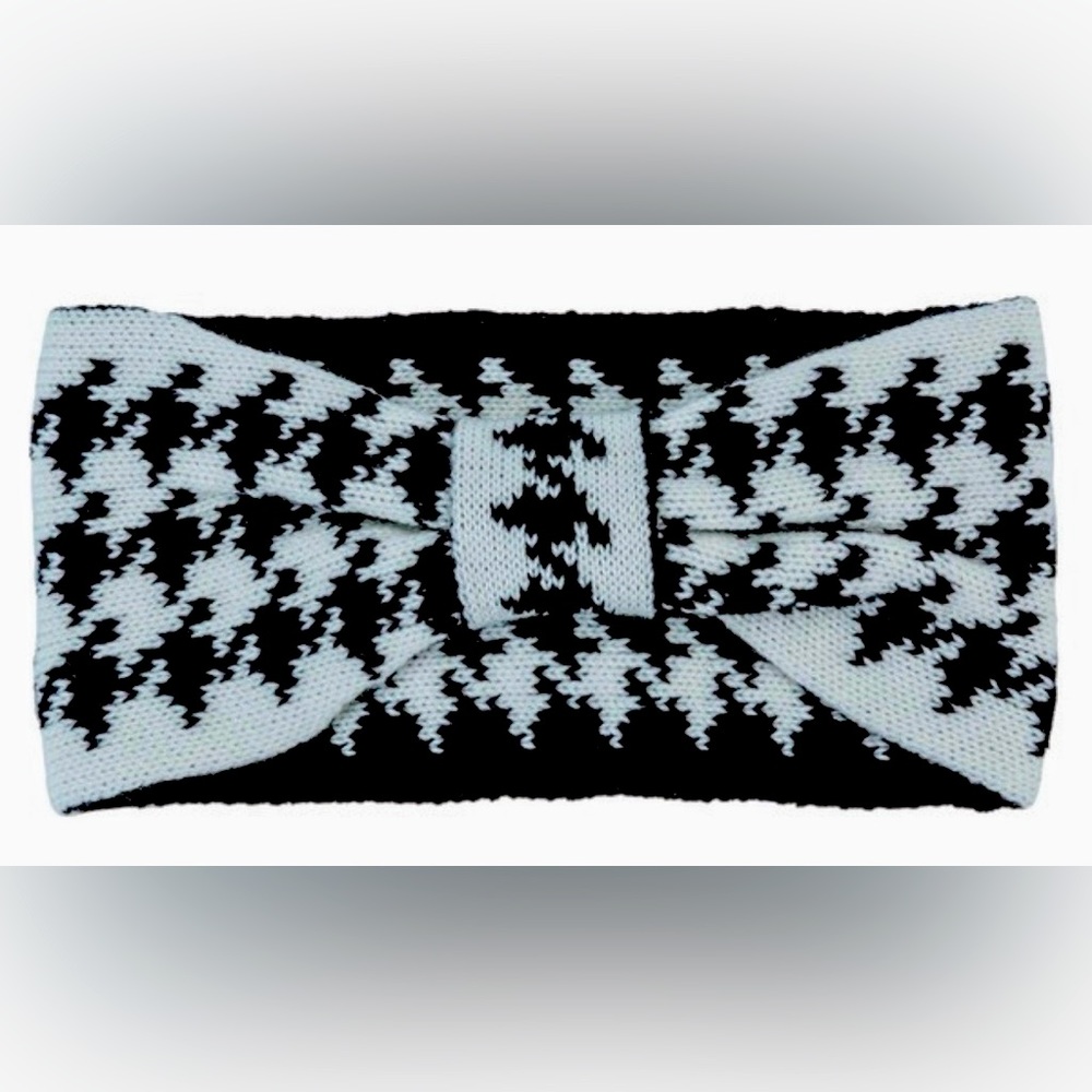HOUNDSTOOTHS KNITTED EAR WARMER HEADBAND